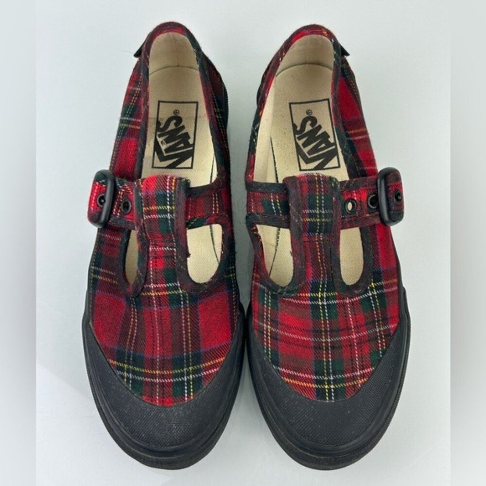 VANS Red Tartan Plaid MaryJane Sneakers Size 6.5 Women’s 5 Men’s - Picture 4 of 16
